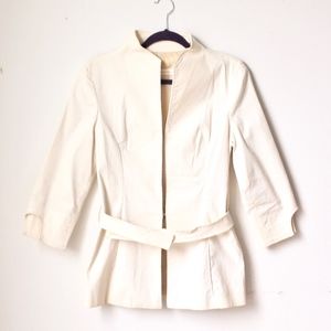 Ivory Women's Blazer with Belt SIZE M, Structured 3/4 Sleeve Jacket